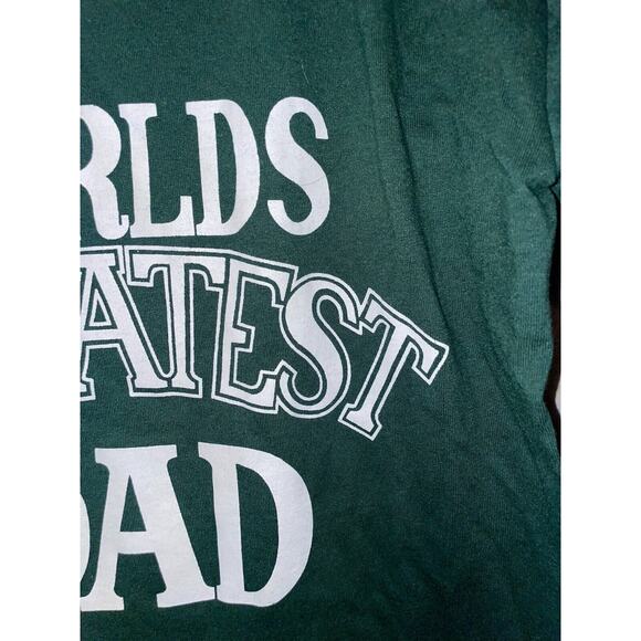 Vintage Worlds Greatest Dad Shirt Green Tee 1990s VTG Jerzees Small USA 90s - Picture 4 of 8
